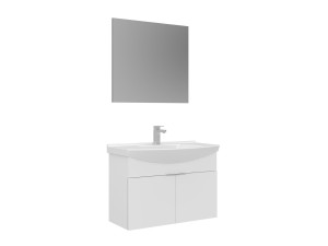Conjunto de mueble con lavabo y espejo (2 piezas) «Purus 80» - 80 x 50 x 58 cm - Blanco