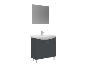 Conjunto de mueble con lavabo y espejo (2 piezas) «Purus 80» - 80 x 50 x 83 cm - Antracita mate