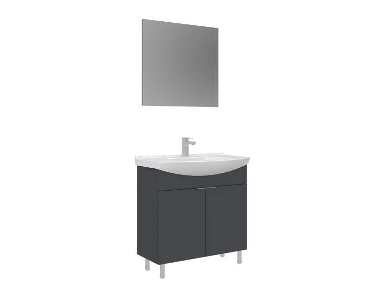 Conjunto de mueble con lavabo y espejo (2 piezas) «Purus 80» - 80 x 50 x 83 cm - Antracita mate