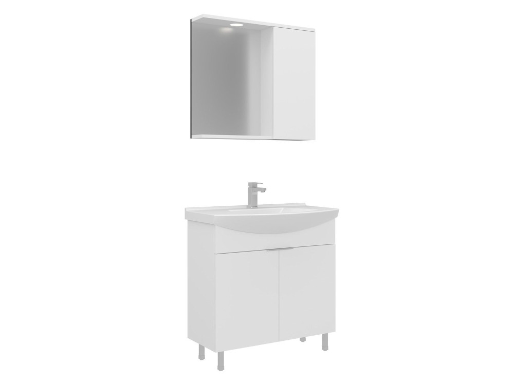 Conjunto de mueble con lavabo y espejo (2 piezas) «Purus 80» - 80 x 50 x 83 cm - Blanco