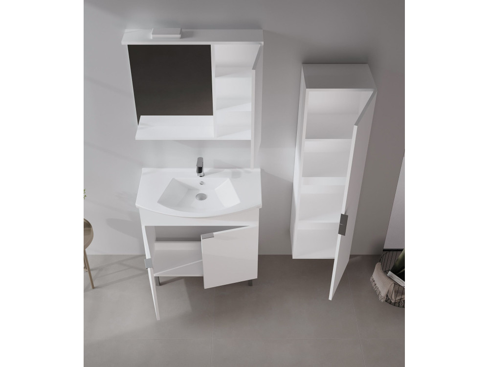 Conjunto de mueble con lavabo y espejo (2 piezas) «Purus 80» - 80 x 50 x 83 cm - Blanco