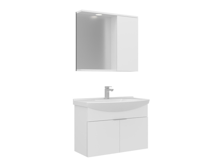 Conjunto de mueble con lavabo y espejo (2 piezas) «Purus 80» - 80 x 50 x 58 cm - Blanco