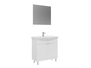 Conjunto de mueble con lavabo y espejo (2 piezas) «Purus 80» - 80 x 50 x 83 cm - Blanco