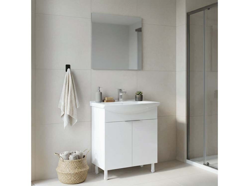 Conjunto de mueble con lavabo y espejo (2 piezas) «Purus 80» - 80 x 50 x 83 cm - Blanco