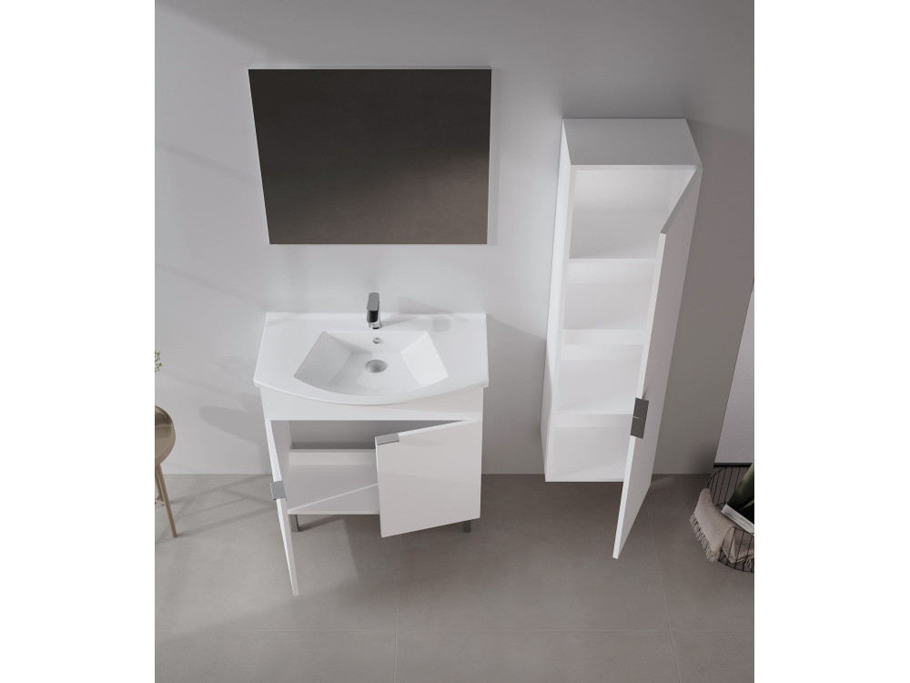 Conjunto de mueble con lavabo y espejo (2 piezas) «Purus 80» - 80 x 50 x 83 cm - Blanco
