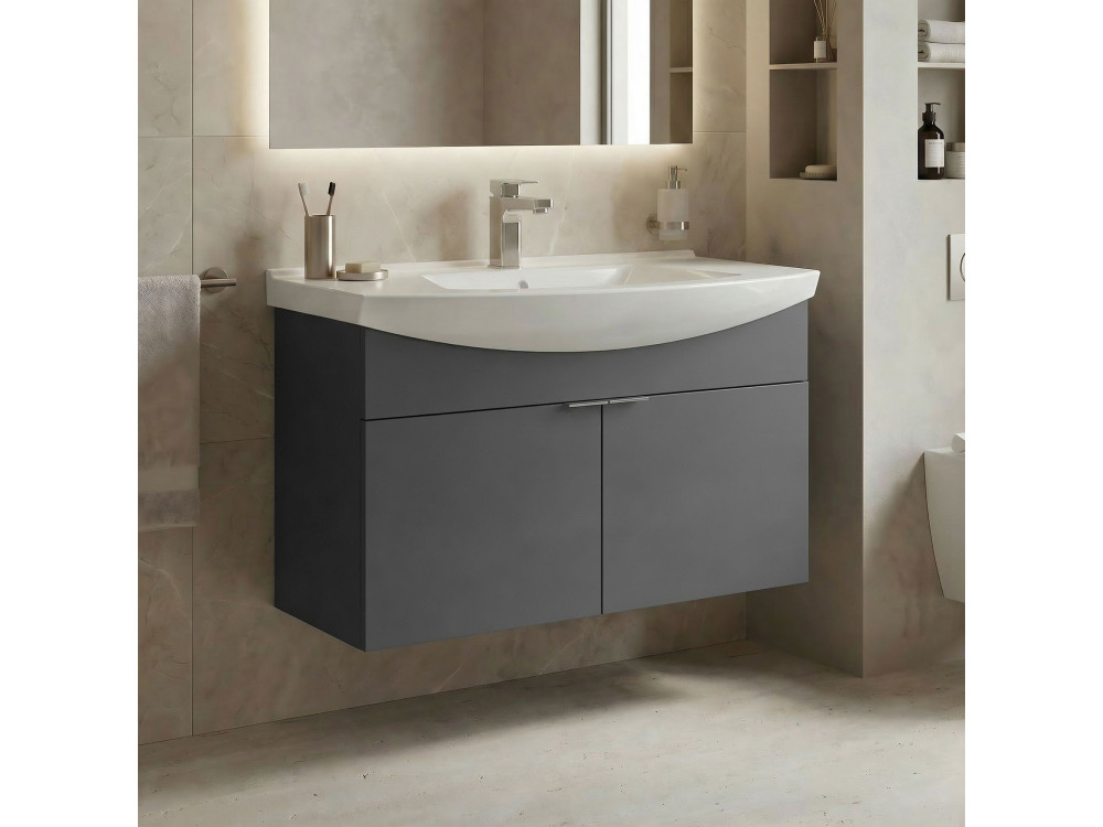 Mueble para lavabo «Purus 80» - 80 x 50 x 58 cm - Antracita mate