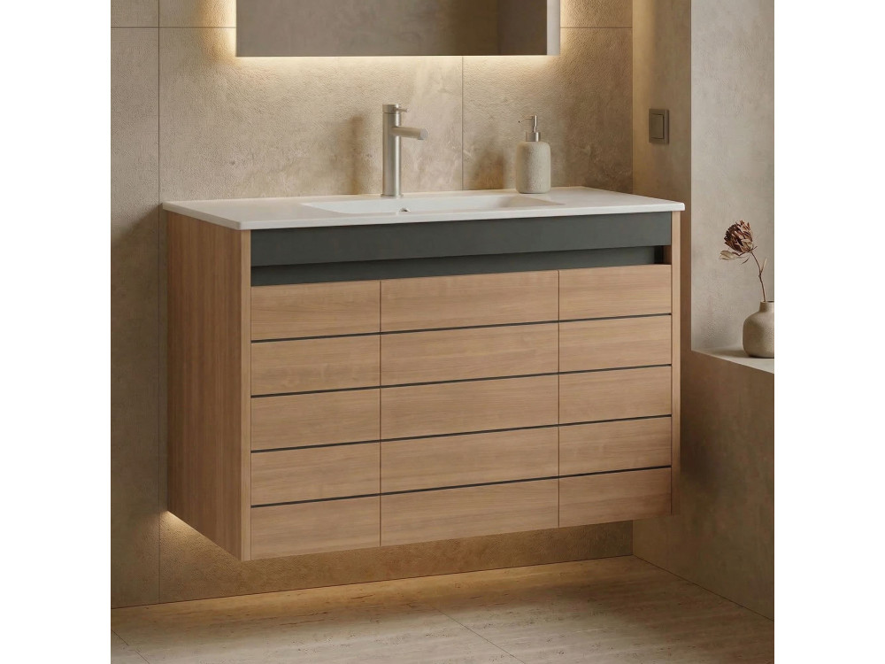 Mueble para lavabo «Ricato 100» - 101 x 47 x 62 cm - Nogal