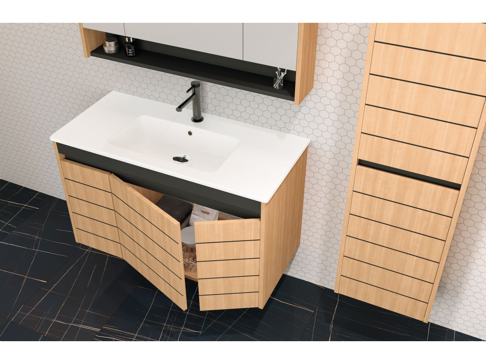 Mueble para lavabo «Ricato 100» - 101 x 47 x 62 cm - Nogal
