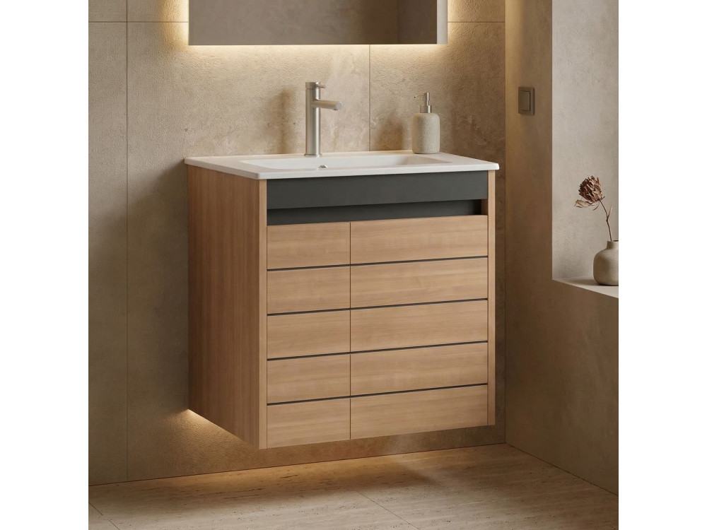 Mueble para lavabo «Ricato 60» - 61 x 47 x 62 cm - Nogal