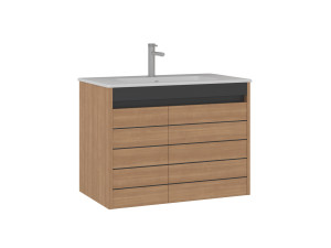 Mueble para lavabo «Ricato 80» - 81 x 47 x 62 cm - Nogal