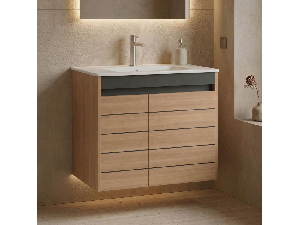Mueble para lavabo «Ricato 80» - 81 x 47 x 62 cm - Nogal