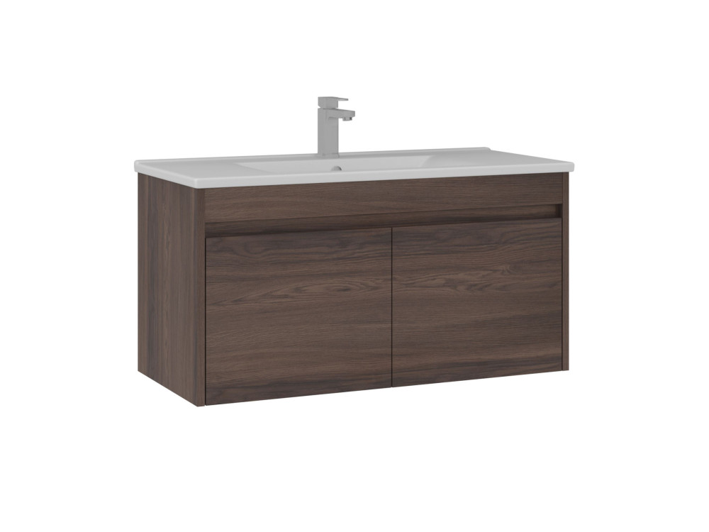 Mueble para lavabo «Side 100 v3» - 100 x 45 x 52 cm - Nogal oscuro