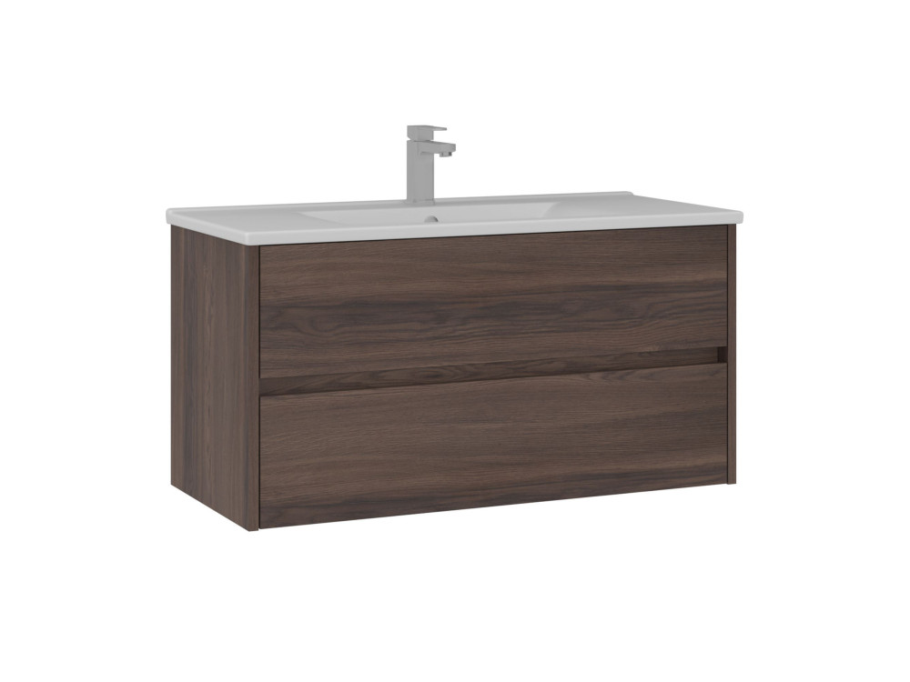 Mueble para lavabo «Side 100 v3» - 100 x 45 x 52 cm - Nogal oscuro