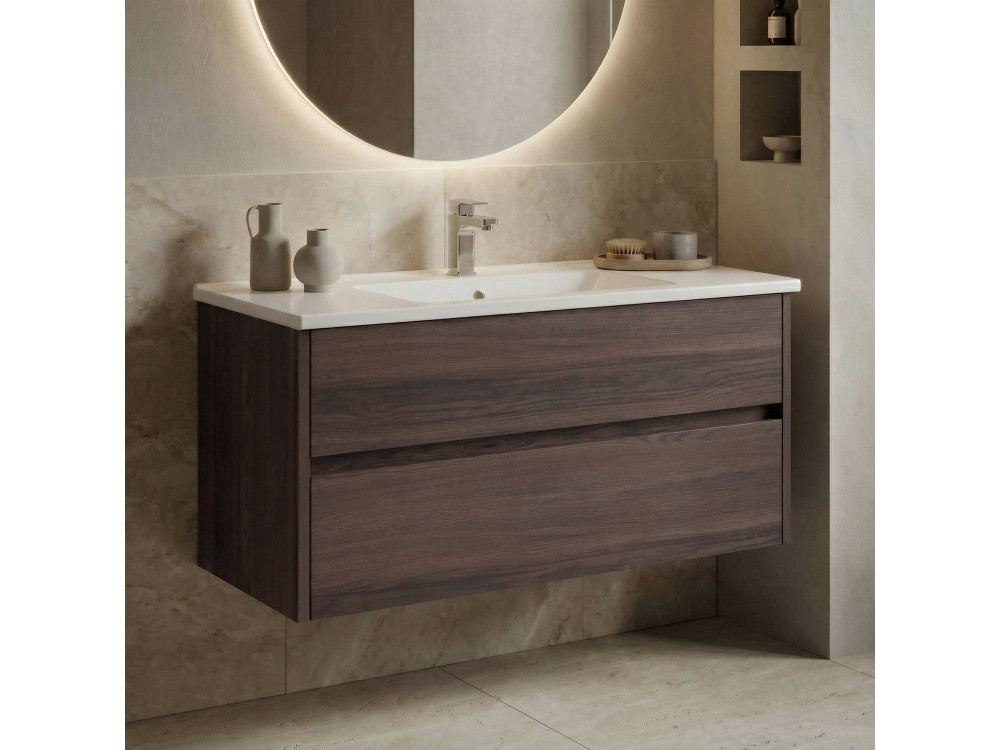Mueble para lavabo «Side 100 v3» - 100 x 45 x 52 cm - Nogal oscuro