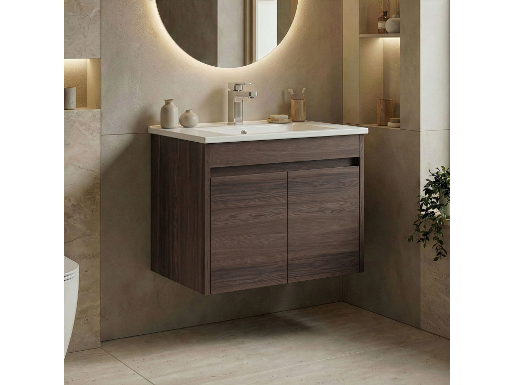 Mueble para lavabo «Side 65 v2» - 65 x 45 x 52 cm - Nogal oscuro