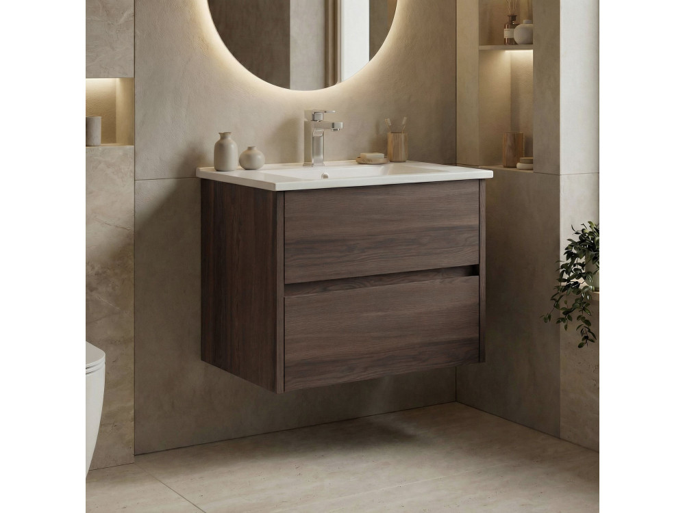 Mueble para lavabo «Side 65 v2» - 65 x 45 x 52 cm - Nogal oscuro