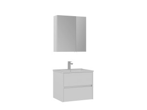 Conjunto de mueble con lavabo y espejo (2 piezas) «Side 65 v2» - 65 x 45 x 52 cm - Blanco mate