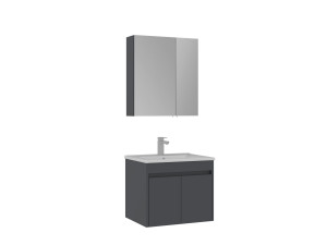 Conjunto de mueble con lavabo y espejo (2 piezas) «Side 65 v2» - 65 x 45 x 52 cm - Antracita mate