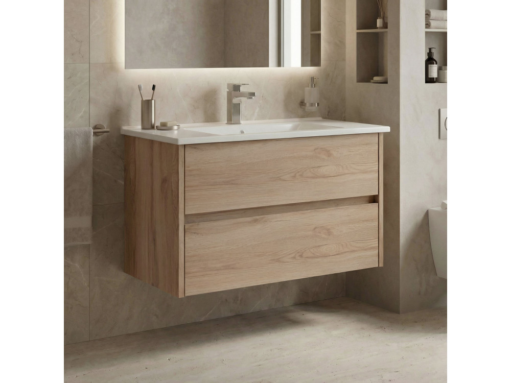 Mueble para lavabo «Side 85 v2» - 85 x 45 x 52 cm - Roble