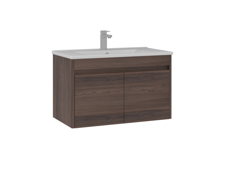 Mueble para lavabo «Side 85 v2» - 85 x 45 x 52 cm - Nogal oscuro
