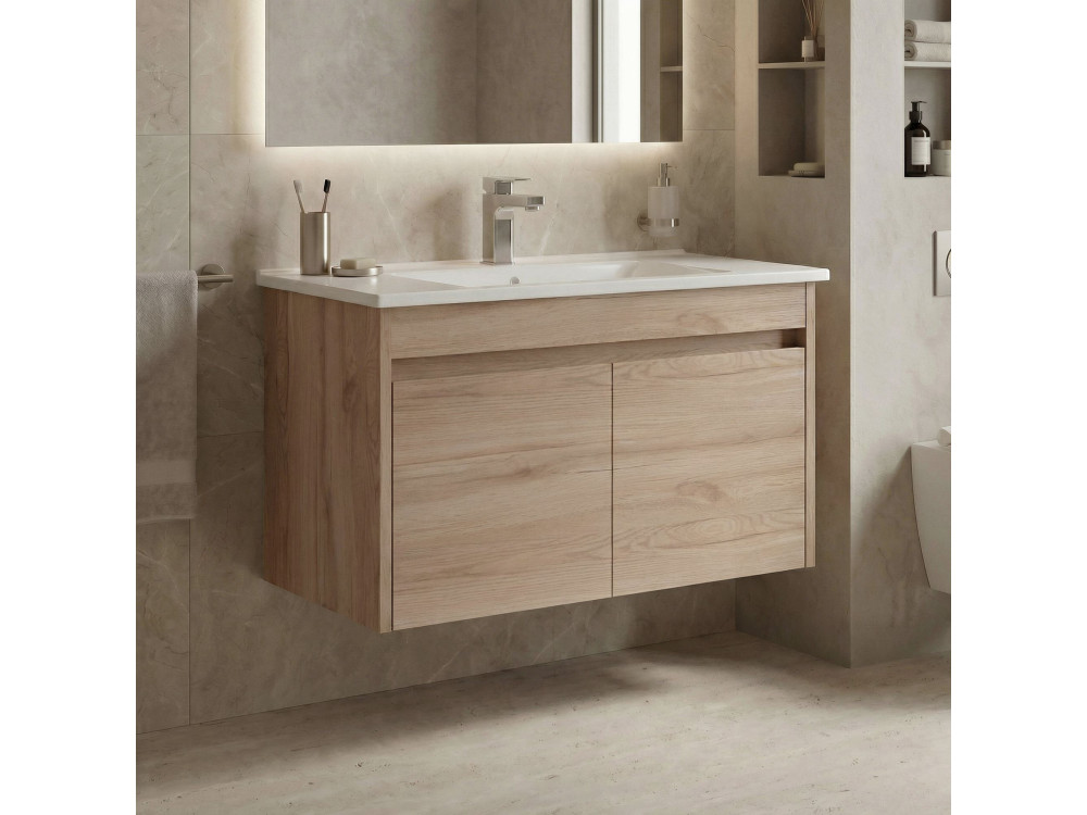 Mueble para lavabo «Side 85 v2» - 85 x 45 x 52 cm - Roble