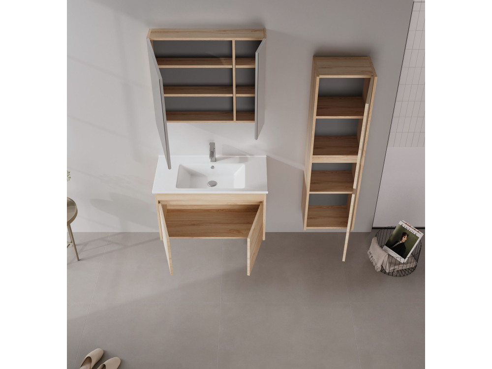 Mueble para lavabo «Side 85 v2» - 85 x 45 x 52 cm - Roble