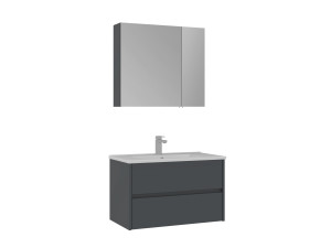 Conjunto de mueble con lavabo y espejo (2 piezas) «Side 85 v2» - 85 x 45 x 52 cm - Antracita mate