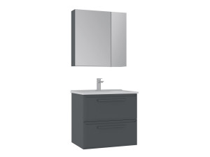 Conjunto de mueble con lavabo y espejo (2 piezas) «Nuvola 65 v2» - 65 x 50 x 62 cm - Antracita