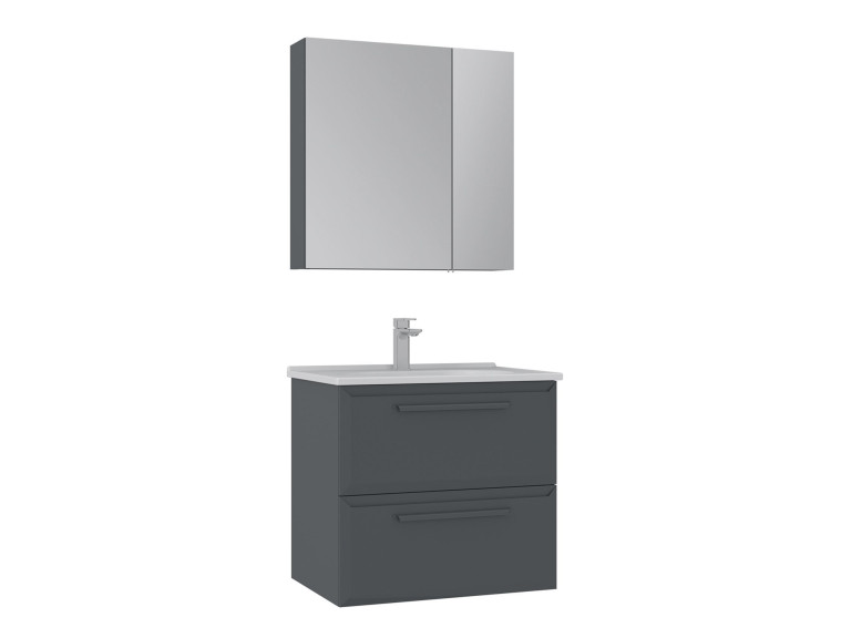 Conjunto de mueble con lavabo y espejo (2 piezas) «Nuvola 65 v2» - 65 x 50 x 62 cm - Antracita