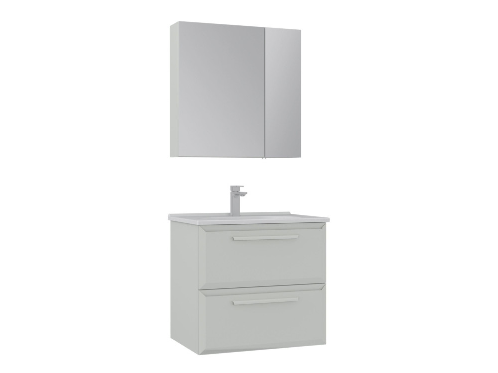 Conjunto de mueble con lavabo y espejo (2 piezas) «Nuvola 65 v2» - 65 x 50 x 62 cm - Cashmere