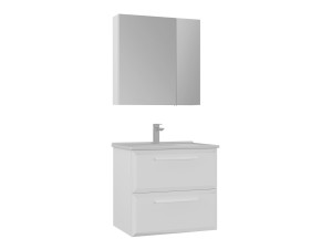 Conjunto de mueble de lavabo con espejo (2 piezas) «Nuvola 65 v2» - 65 x 50 x 62 cm - Blanco