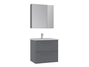 Conjunto de mueble con lavabo y espejo (2 piezas) «Nuvola 65 v2» - 65 x 50 x 62 cm - Gris