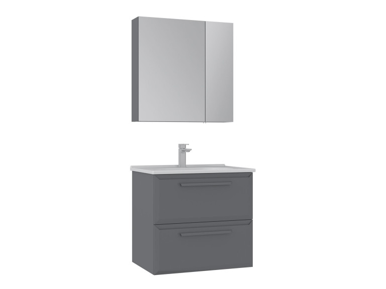 Conjunto de mueble con lavabo y espejo (2 piezas) «Nuvola 65 v2» - 65 x 50 x 62 cm - Gris
