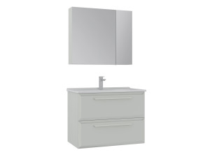 Conjunto de mueble de lavabo con espejo (2 piezas) «Nuvola 80 v2» - 80 x 50 x 62 cm - Cashmere