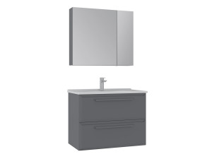 Conjunto de mueble con lavabo y espejo (2 piezas) «Nuvola 80 v2» - 80 x 50 x 62 cm - Gris