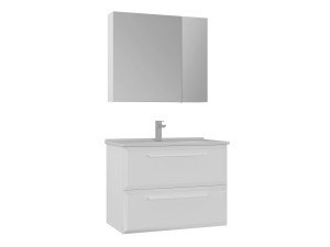 Conjunto de mueble con lavabo y espejo (2 piezas) «Nuvola 80 v2» - 80 x 50 x 62 cm - Blanco