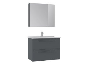 Conjunto de mueble con lavabo y espejo (2 piezas) «Nuvola 80 v2» - 80 x 50 x 62 cm - Antracita