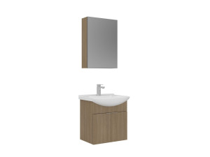 Conjunto de mueble con lavabo y espejo (2 piezas) «Purus 55» - 55 x 50 x 58 cm - Roble