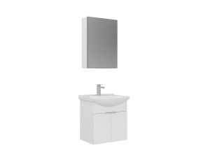 Conjunto de mueble con lavabo y espejo (2 piezas) «Purus 55» - 55 x 50 x 58 cm - Blanco