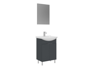 Conjunto de mueble con lavabo y espejo (2 piezas) «Purus 55» - 55 x 2 x 83 cm - Antracita mate
