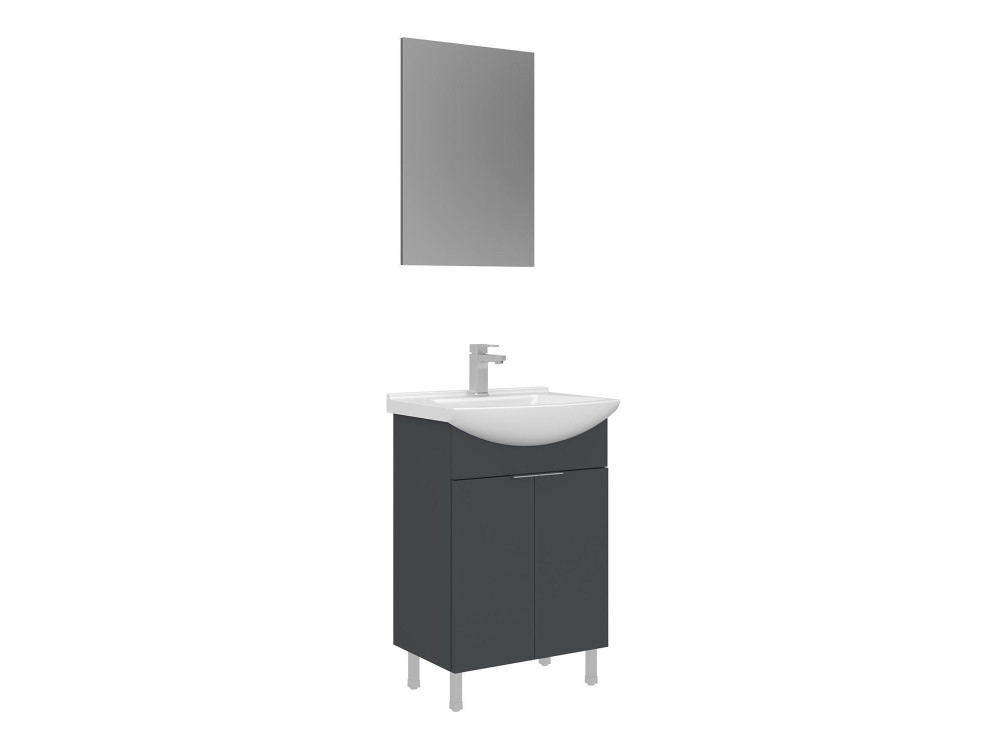 Conjunto de mueble con lavabo y espejo (2 piezas) «Purus 55» - 55 x 2 x 83 cm - Antracita mate