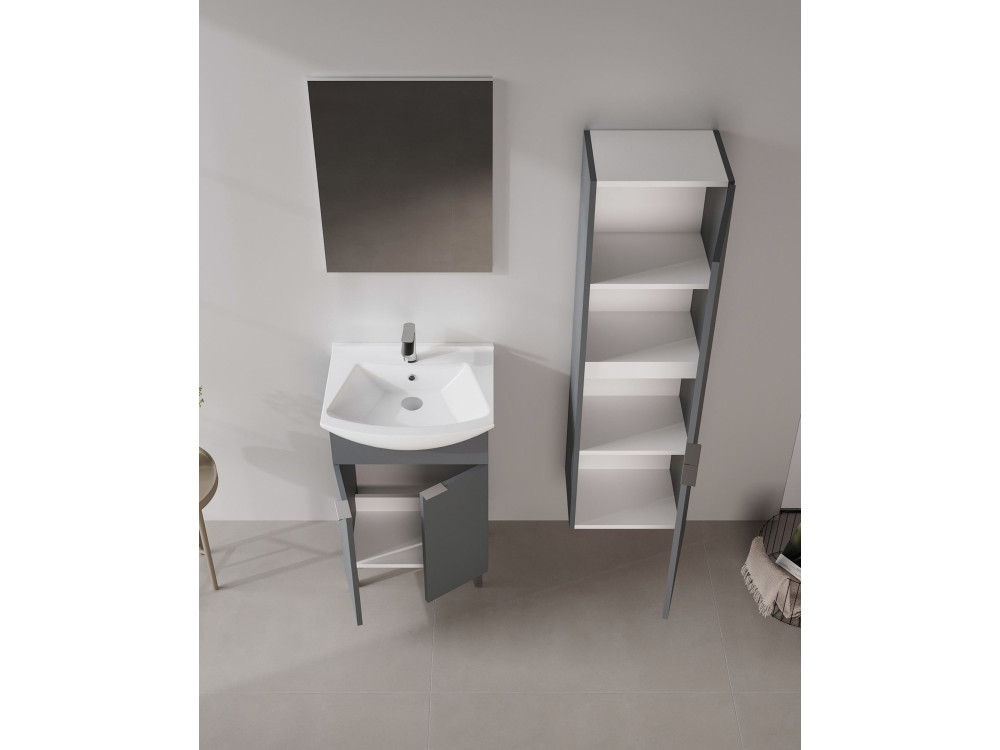 Conjunto de mueble con lavabo y espejo (2 piezas) «Purus 55» - 55 x 2 x 83 cm - Antracita mate