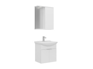 Conjunto de mueble con lavabo y espejo (2 piezas) «Purus 55» - 55 x 50 x 58 cm - Blanco