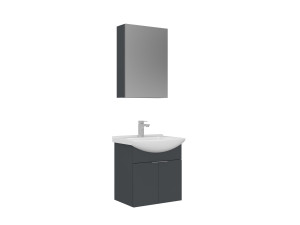 Conjunto de mueble con lavabo y espejo (2 piezas) «Purus 55» - 55 x 50 x 58 cm - Antracita mate