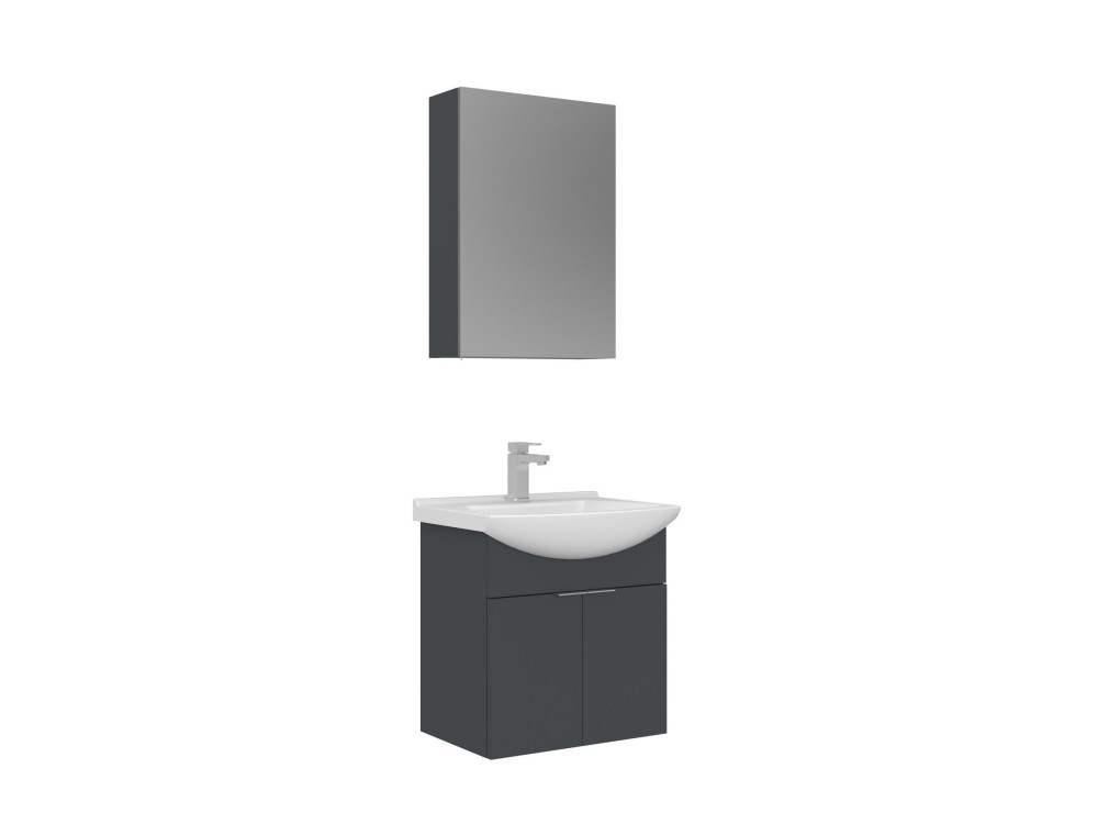 Conjunto de mueble con lavabo y espejo (2 piezas) «Purus 55» - 55 x 50 x 58 cm - Antracita mate