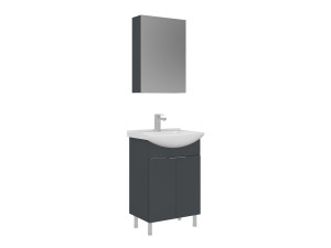 Conjunto de mueble con lavabo y espejo (2 piezas) «Purus 55» - 55 x 50 x 83 cm - Antracita mate