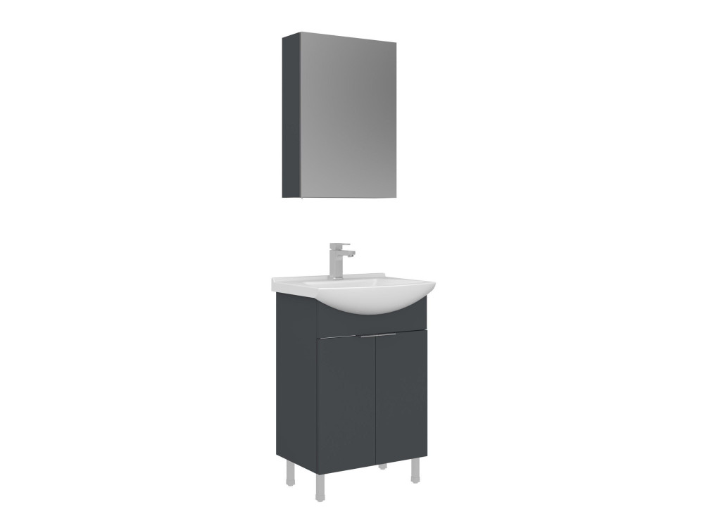 Conjunto de mueble con lavabo y espejo (2 piezas) «Purus 55» - 55 x 50 x 83 cm - Antracita mate