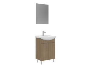 Conjunto de mueble con lavabo y espejo (2 piezas) «Purus 55» - 55 x 2 x 83 cm - Roble