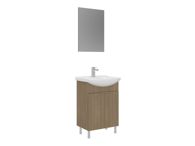 Conjunto de mueble con lavabo y espejo (2 piezas) «Purus 55» - 55 x 2 x 83 cm - Roble