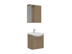 Conjunto de mueble con lavabo y espejo (2 piezas) «Purus 55» - 55 x 50 x 58 cm - Roble